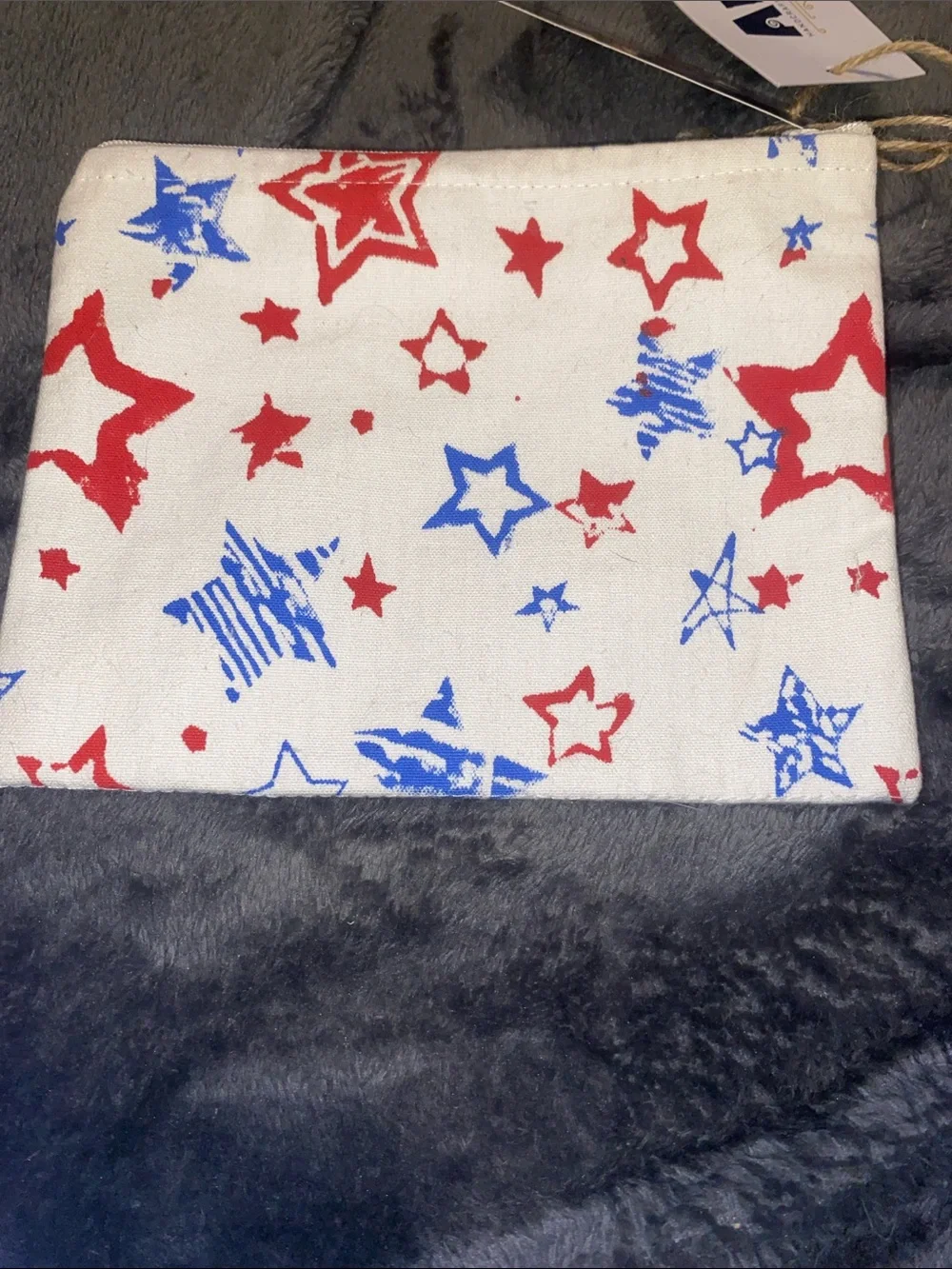 Anju Red & Blue Star Canvas Wristlet Clutch